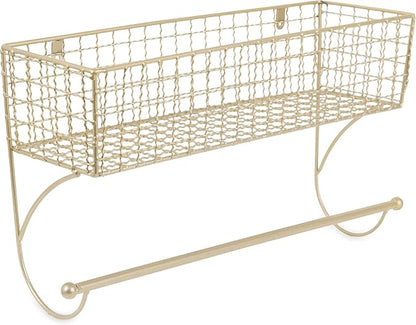 DII Rustic Bathroom Décor, Metal Storage, Large Towel Bar, Gold
