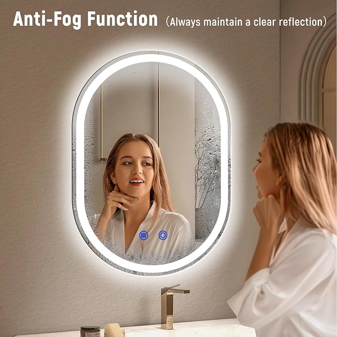 24"x32" LED Bathroom Mirrors with Lights,Anti-Fog, Dimmable,Frameless LED Bathroom Mirror Backlit + Front Lit,Wall Mounted Lighted Bathroom Vanity Mirror