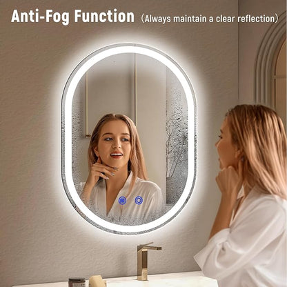 24"x32" LED Bathroom Mirrors with Lights,Anti-Fog, Dimmable,Frameless LED Bathroom Mirror Backlit + Front Lit,Wall Mounted Lighted Bathroom Vanity Mirror