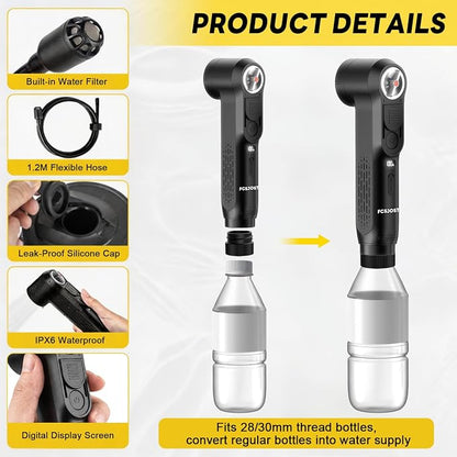 Portable Bidet for Travel, High Pressure Electric Bidet for Women & Men, 1600mAh Battery, Dual Adjustable Spray Modes, LED Display, 2.5L Tank, IPX6 Waterproof Handheld Bidet for Camping & Home