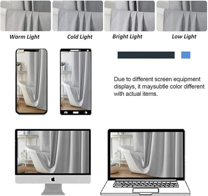 OWENIE Light Grey Stall Shower Curtain for Bathroom, 3D Embossed Textured Fabric Small Shower Curtain for Narrow Stall Size, Machine Washable Water Resistance, Hotel Style, 36" W x 72" L, Light Grey