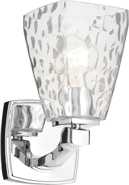 Kichler Marant 5" 1-Light Wall Sconce with Clear Water Glass in Chrome, for Bathroom, Powder Room, Hallway, (5" W x 9.5" H), 55214CHWTR