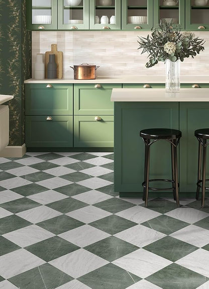 FloorPops x Chris Loves Julia Bonneville Jade Peel and Stick Floor Tiles, FP6332 (Pack of 6)