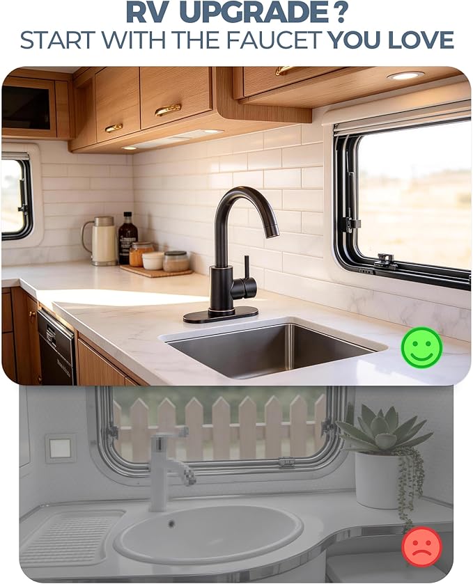 Modern Bar Sink Faucet: Single-Handle Oil Rubbed Bronze Bathroom Kitchen Sink Faucet, 1 Hole Wet Bar Sink Faucets with 360°Swivel Spout for bar RV Laundry Farmhouse
