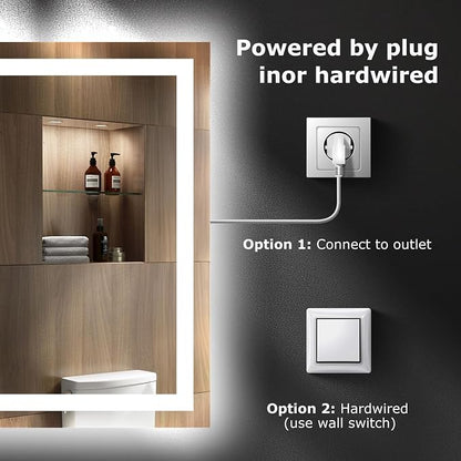 Hivone 32"X36" LED Bathroom Mirror with Lights, Anti-Fog, Dimmable, Backlit + Front Lit, Smart Bathroom Vanity Mirror, Memory Function, Shatterproof, Tempered Glass (Horizontal/Vertical)
