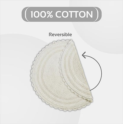 Better Trends Lilly Crochet Round Bath Rugs & Absorbent Bathroom Mat, Reversible Bath Rugs, Bath mats for Bathroom, 100% Cotton Bathmats Washable - 24", Cream Round Rug