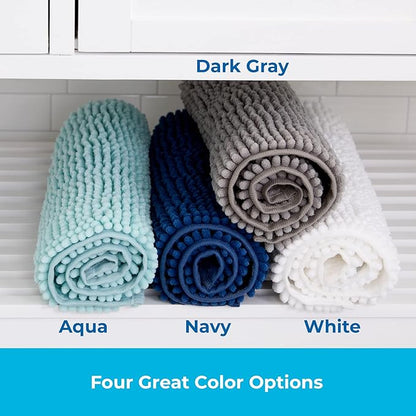 Linenspa Chenille Bath Mat— 1 Piece, Non Slip, Water Absorbent, Fast Drying, Machine Washable, Bath Rug For Bathroom - Dorm Room Essentials