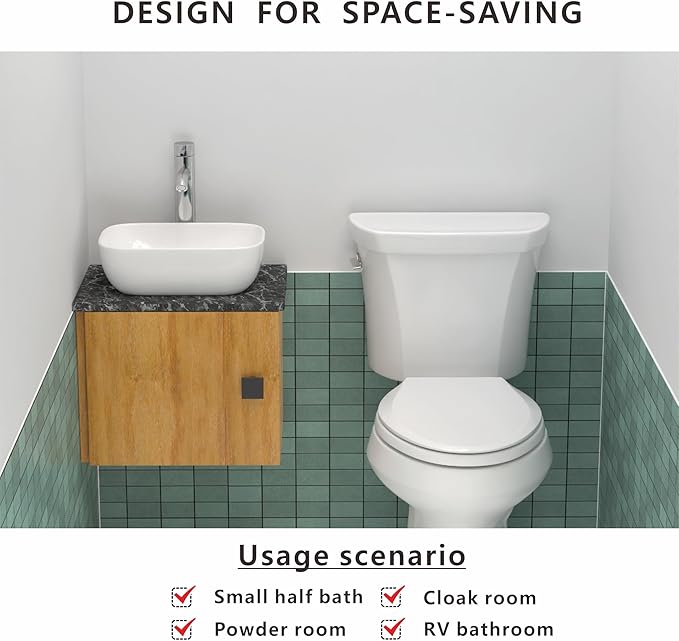 J-FAMILY 14.5'' x 10'' Bathroom Small Vessel Sink Above Counter White Porcelain Ceramic Sink Bowl Small Vanity Sink Lavatory Wash Basin