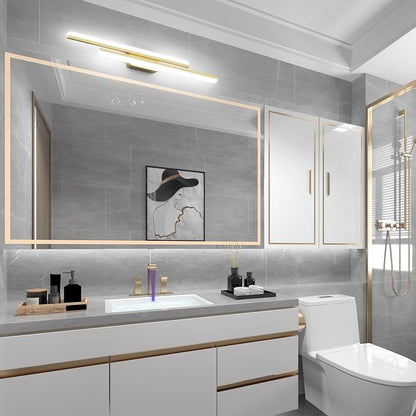 Ralbay 40" Modern LED Gold Vanity Lights 40W Frosted Aluminum Gold Bathroom Vanity Light Fixtures Over Long Mirror Modern Gold Bath Lighting 6000K White Light