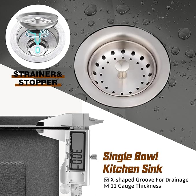 Black 10x18In Stainless Steel Kitchen And Bar Sink, Undermount, Single Bowl | Small Kitchen And Bar Sink Set, Include SS Grid,Silicone Mat And Drain Assembly, Ideal Choice For Small Space