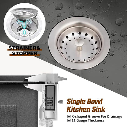 Black 10x18In Stainless Steel Kitchen And Bar Sink, Undermount, Single Bowl | Small Kitchen And Bar Sink Set, Include SS Grid,Silicone Mat And Drain Assembly, Ideal Choice For Small Space