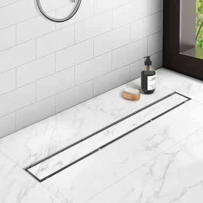 YEFU Shower Drain Nickel for Bathroom: 36 Inch Stainless Steel Linear Shower Drain – 2-in-1 Shower Floor Drain with Tile Insert Grate – Rectangle Linear Drain with Adjustable Feet & Hair Strainer
