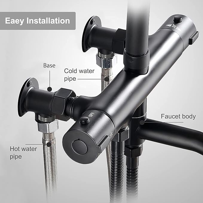Installation Kit Surface Mount NPT 1/2 Male by G 3/4 Male Matte Black | for Outdoor Exposed Wall Mount Bathroom Faucet Outdoor Shower System Thermostatic Bar Mixer Valve Convert in-Wall