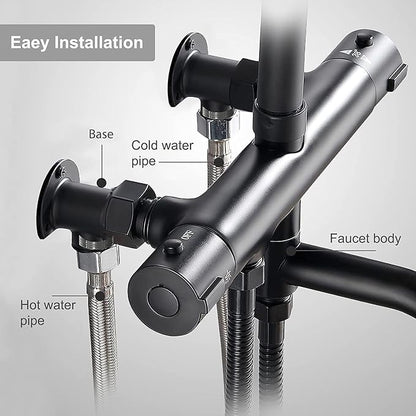 Installation Kit Surface Mount NPT 1/2 Male by G 3/4 Male Matte Black | for Outdoor Exposed Wall Mount Bathroom Faucet Outdoor Shower System Thermostatic Bar Mixer Valve Convert in-Wall