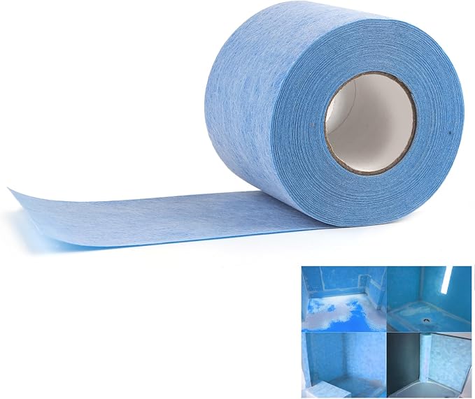 Shower Waterproofing Membrane Roll, 5 in x 100 Ft, 42 Sq Ft | Blue HDPE roll for shower membrane seams, corners and wall-to-floor joints; bonds with thin-set mortar for a secure install