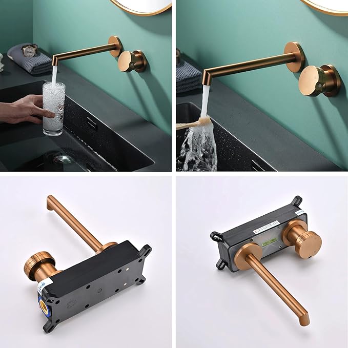 BiaoTeng Concealed Wall Mounted Faucet Bathroom Brass Hot and Cold Faucets for Bathroom Sinks Single Handle Grey