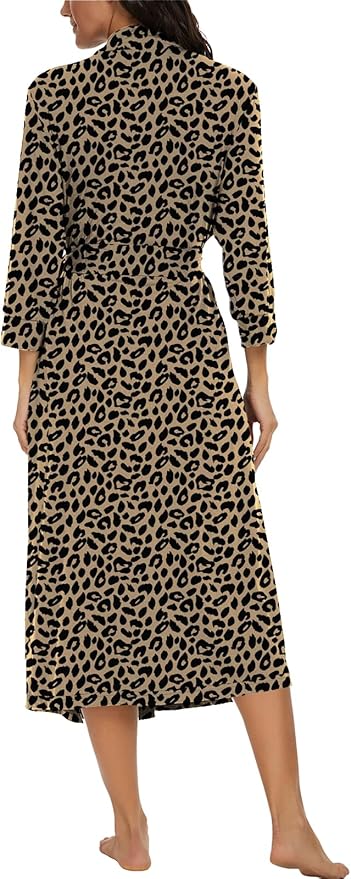 VINTATRE Women Kimono Robes Long Knit Bathrobe Lightweight Soft Knit Sleepwear V-neck Casual Ladies Loungewear