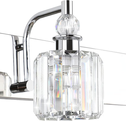 Ralbay Crystal Vanity Lights 2 Lights Modern Crystal Chrome Bathroom Vanity Light for Bathroom Lighting Fixtures Over Mirror