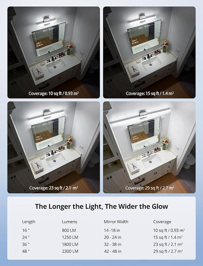Modern Bathroom Light Fixtures Over Mirror Vanity Lighting Gentle, 16 Inch 9W Led Chrome Small Restroom Wall Lamps Bar for Bathroom Linear Modernas Lámparas Luces para Baño Cool White 6000K