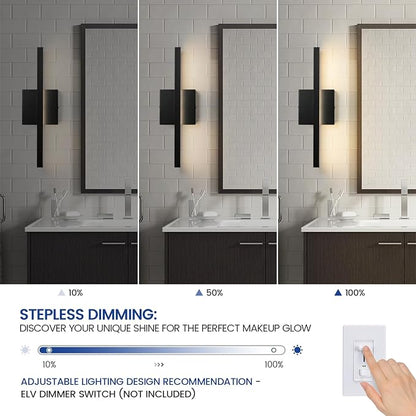 Epinl Bathroom Vanity Light Fixture 16 inch 5CCT Modern Bathroom Light Fixture Over Mirror 12W LED Light Bar Dimmable Wall Sconce Lighting Fixture for Bathroom Bedroom