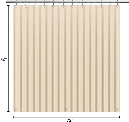 EHZNZIE Shower Curtain Liner Light Weight PEVA, Shower Liner 72x72 Inches, Waterproof, No Chemical Smell with 12 Rust Proof Metal Grommets for Bathroom Shower Curtain, Beige