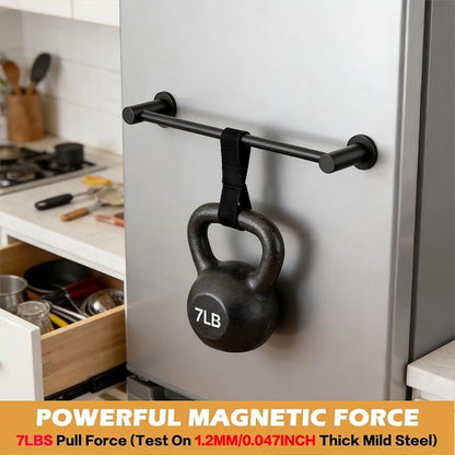 ULIBERMAGNET Magnetic Towel Holder, Magnetic Towel Bar Holder with Adjustable Length, Non-Slip Magnetic Curtain Flip Calendar Rod for Classroom Whiteboard, Refrigerator, Dishwasher, Laundry (2 Pack)