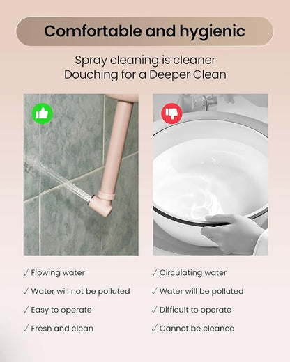 Portable Bidet for Travel & Camping - Manual Squeeze Handheld Peri Bottle for Feminine Hygiene, 3 Leak-Proof Seals, Extendable Sprayer with Rotating Nozzle for Men & Women (Khaki, General)