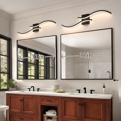 Bathroom Vanity Light Fixture, 26W 5CCT Dimmable Modern Led Bathroom Light Fixtures Over Mirror, LED Vanity Lighting Bar for Bathrooms (Black, 31.5inch)