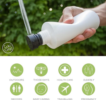CuloClean Portable Bidet for Toilet or Travel (Black). Peri Bottle for Men and Women. Handheld Spray. Bath Essentials (CuloClean + Bottle, 1pcs Black)