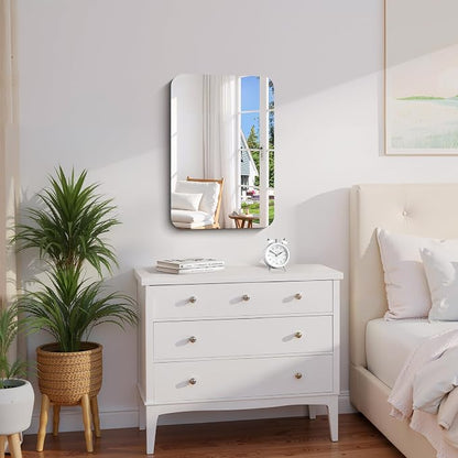 CILIBER Frameless Mirror, 16x24 Inch Rectangle Bathroom Mirror Rounded Corner, 3mm Tempered Glass Frameless Vanity Mirror with Polished Edge for Over Sink, Bedroom, Entryway, Vertical or Horizontal