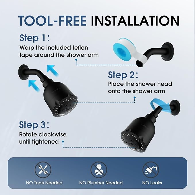 High Pressure Boosting Shower Head, ALOHOME 6 Powerful Spray Settings - Perfect for Low Water Pressure Homes, 3.6" Luxury Modern Shower Head with 360° Adjustable Brass Ball Joint - Matte Black