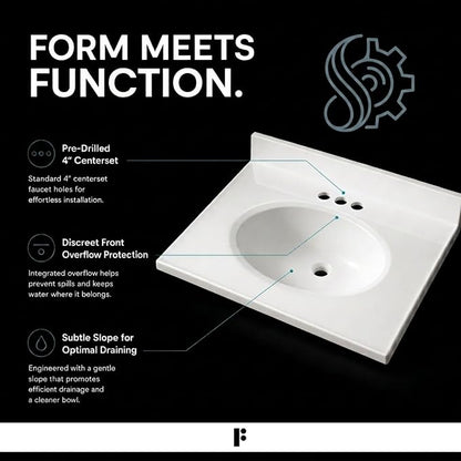 Cultured Marble Composite Bathroom Sink Top - Fits Standard 36” Vanity | Elegant and Durable Bathroom Sinks for Modern Homes - Upgrade Your Space - Perfect for Any Bathroom Design