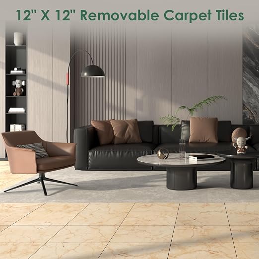 VallisCo 30-Piece Peel and Stick Floor Tiles, 12x12 Covers 30 Sq. Ft. Waterproof Vinyl Flooring, Renter-Friendly Self-Adhesive Floor Stickers for Kitchen, Bathroom, RV, Basement & Home DIY Beige