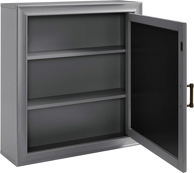 Crosley Furniture Tara Wall Mounted Bathroom Mirror and Medicine Cabinet, Vintage Gray