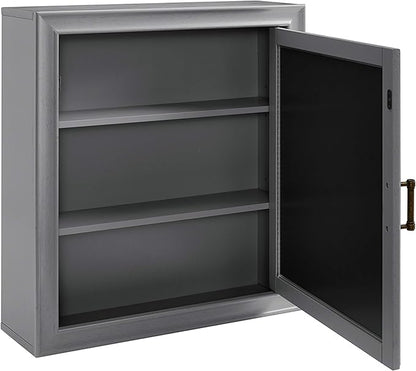 Crosley Furniture Tara Wall Mounted Bathroom Mirror and Medicine Cabinet, Vintage Gray