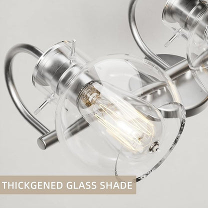 2 Lights Bathroom Vanity Light Fixtures Over Mirror Modern Nickle | Wall Sconce,Elegant Globe Glass Shade,E26 Base, UL Certified，Anti-Rust,Damp Rated,Brushed Nickel,Bathroom Bedroom Living Room