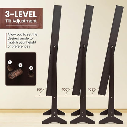 MAT EXPERT Jewelry Armoire Cabinet w/Full-Length Mirror, Jewelry Organizer Standing Mirror w/ 4 Shelves, 3 Adjustable Angles, Anti-toppling Device, Jewelry Cabinet for Bedroom, Living Room, Espresso