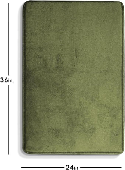 Clara Clark Bathroom Rugs, Velvet Memory Foam Bath Mat, Non-Slip Bath Rugs, Machine Wash, Dries Quickly, Ultra Soft Plush Bath Mats for Bathroom, 24 x 36, Sage Green