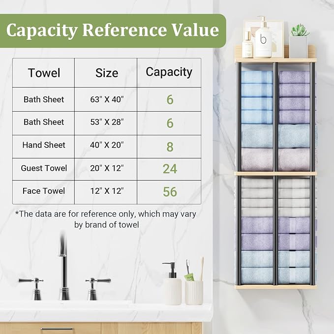 Large Capacity Three-Layer Towel Racks for Bathroom Wall Mounted, Updated 3 Bar Towel Holder for Bath Wall, Bath Towel Rack for Bathroom Wall, Metal Small Bathrooms Towel Storage Rack, Oak Color