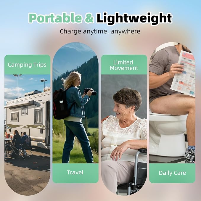Hibbent Portable Bidet for Travel, High Pressure Handheld Electric Sprayer, Rechargeable Travel Bidet for Women & Men, Personal Hygiene Cleaning, Soothing Postpartum Care, perineal, Green