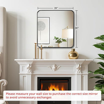 Fabuday Black Sink Mirror for Bathroom - 28x28 Inch Square Framed Black Mirrors for Over Sink, Black Vanity Matte Mirrors with Brushed Frame for Bedroom, Restroom, Farmhouse, Entryway Decor