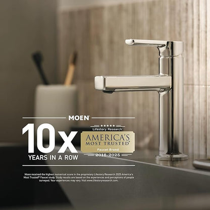 Moen Brantford Brushed Nickel Posi-Temp Shower Trim Kit with 8-Inch Eco-Performance Rainshower and Traditional Handle, Valve Required, T2252EPBN