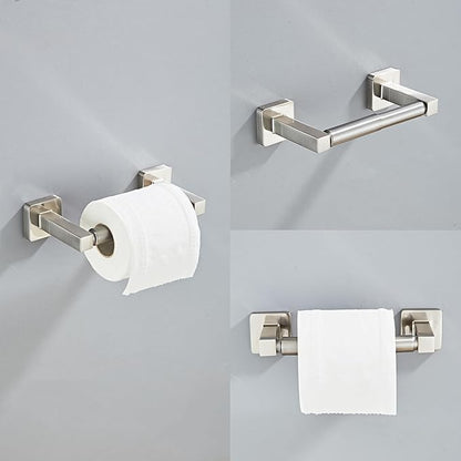Brushed Nickel Bathroom Hardware Set 4 Pieces,Towel Bar Set Stainless Steel Wall Mounted, Includes 16In Hand Towel Bar, Towel Ring, Robe Towel Hooks,Toilet Paper Holder, Bathroom Towel Rack Set…