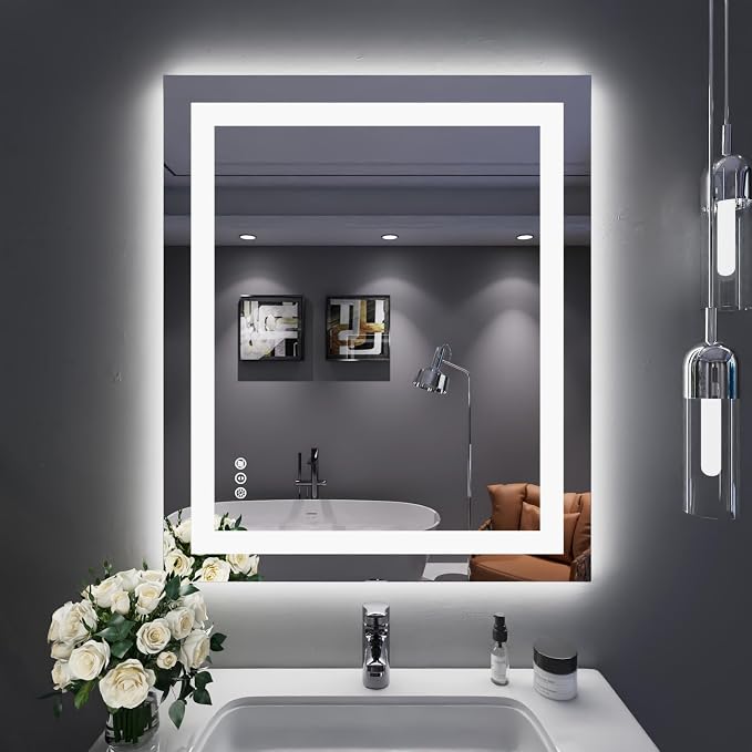 LOAAO 30X36 LED Bathroom Mirror with Lights, UL Listed | Anti-Fog, Dimmable, 3 Color Temperature, Backlit + Front Lit, Memory Function, Tempered Glass