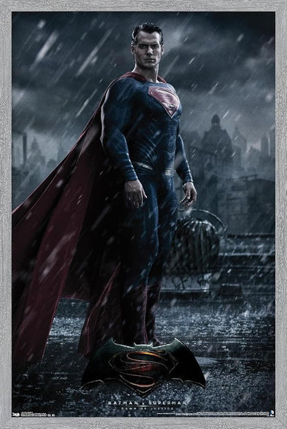Trends International DC Comics Movie Batman v Superman - Superman Wall Poster, 34L x 22.4W, Gray Framed Version