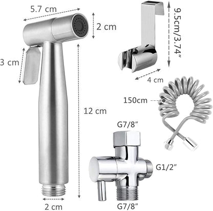 Handheld Bidet Sprayer Toilet Kit - Water Tank Hook and 59in ABS Flexible Telescopic Shower Hose