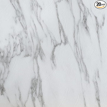 Nexus Self Adhesive 12-Inch Vinyl Floor Tiles, 20 Tiles - 12" x 12", Bianco Marble Pattern - Peel & Stick, DIY Flooring for Kitchen, Dining Room, Bedrooms & Bathrooms by Achim Home Decor