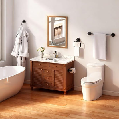 4-Piece Bathroom Set with Privot Toilet Paper Holder | All-in-One Wall Mounted Hardware Combo, Matte Black