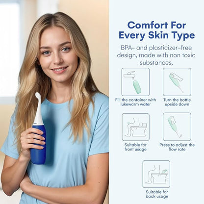 HappyPo The Original Butt Shower - Portable Bidet - The Easy-Bidet 2.0 Replaces Wet Wipes and Shower Toilet - Portable Bum Spray for Travel - Dark Blue
