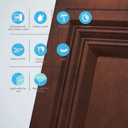 STICKGOO Glue Up Ceiling Tiles, 24x24 Inch PVC Decorative Drop Ceiling Tile Antique Copper 48 Sq. Ft, Pack of 12 Tiles